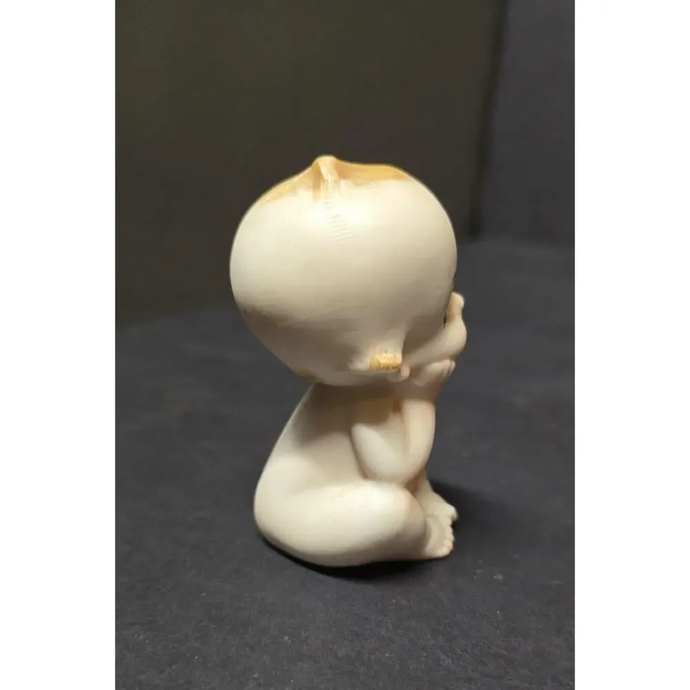 Vintage Japan Bisque Porcelain Kewpie Doll Sitting Baby Figurine Small Decor